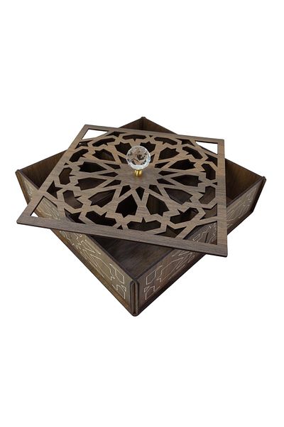 şamaksesuar Special Wooden Turkish Delight - Chocolate - Candy - Nuts 4 Section Box