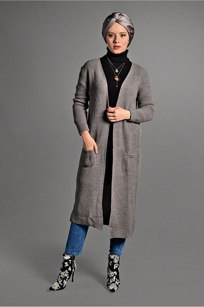 TRENDTESETTÜR Γυναικεία πλεκτή ζακέτα με τσέπη βιζόν 3719