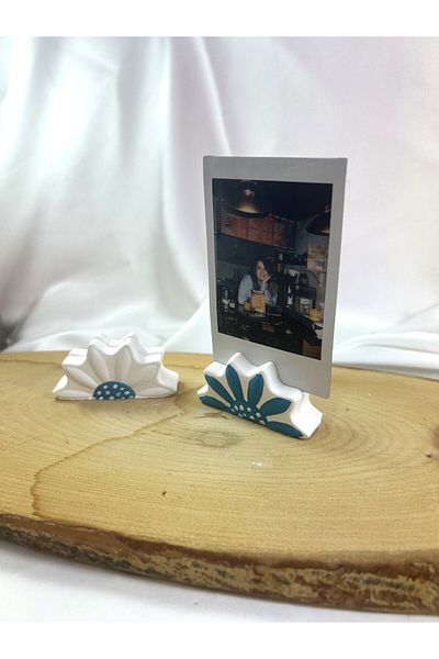 Melouro Space Blue Design Daisy 2-Piece Photo and Card Holder Set, Note Holder, Note Name Holder Set
