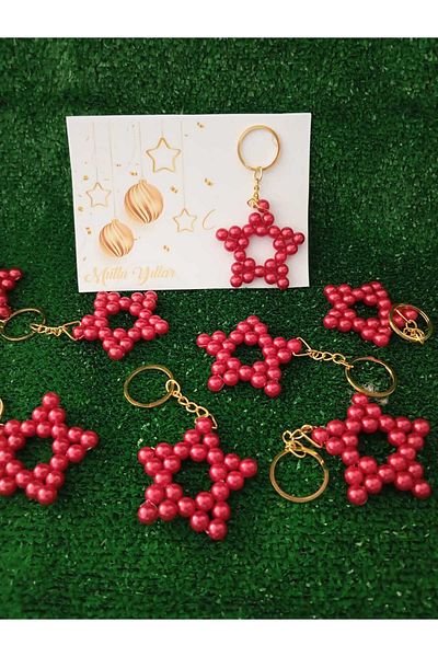ZEKAAVM Christmas Gift 1 Piece Pearl Star Keychain