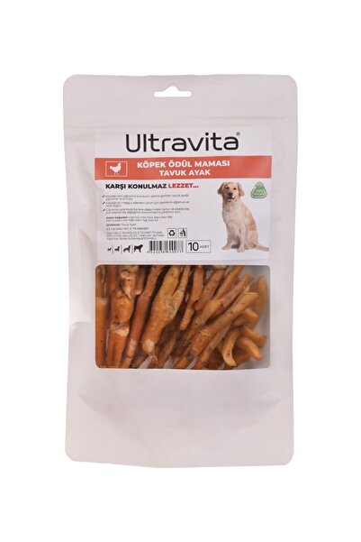 ULTRAVİTA 10 Adet Yüksek Proteinli Kurutulmuş Tavuk Ayağı Köpek Ödül Maması