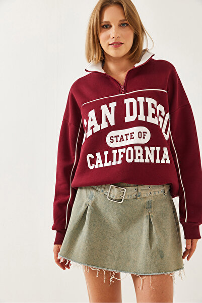 Bianco Lucci Kadın Üç İplik Şardonlu Fermuarlı Sweatshirt 6434 6025175