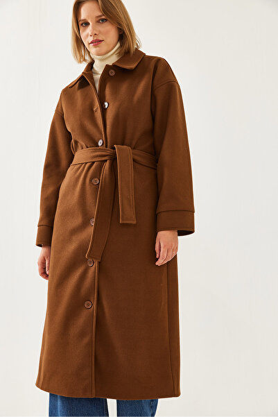 Bianco Lucci Women's Belted Long Stamp Coat 2498 60261002