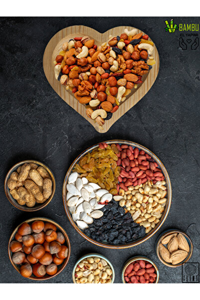 FLINT Bambu Ahşap Çerezlik Lokumluk Sunumluk 3 Parça Dekoratif Mutfak Servis ...