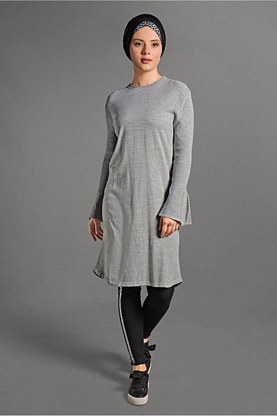 TRENDTESETTÜR Women's Gray (A.GREY) Flounced Knitwear Tunic T 96715