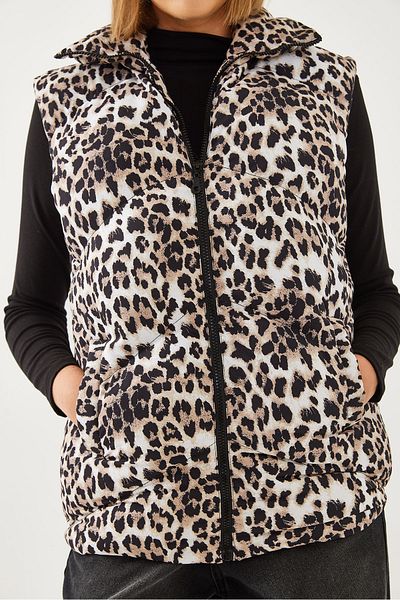 Bianco Lucci Dámská roláková vesta s leopardím vzorem 938128 60351234