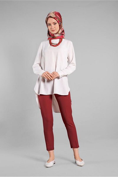 TRENDTESETTÜR Burgundy Carrot Trousers 6002 - Women's Waist