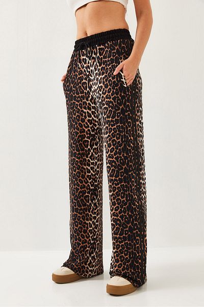 Bianco Lucci Dámské kalhoty Palazzo s modálním leopardím vzorem 60351237