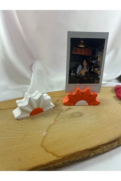 Melouro Orange Design Daisy Set of 2 Photo and Card Holder, Note Holder, Note Holder Wedding Name Holder