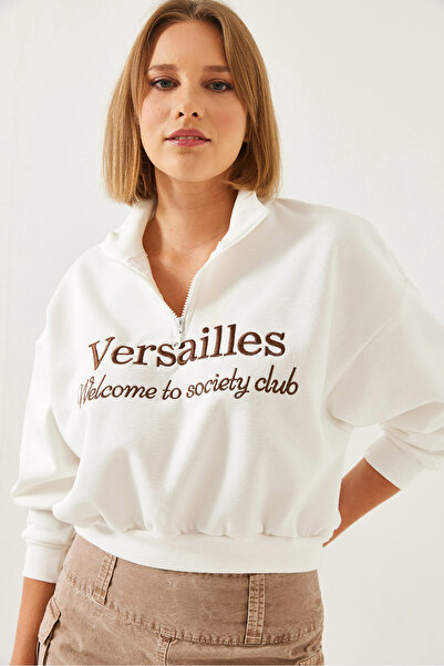 Bianco Lucci Kadın Üç İplik Şardonlu Yaka Fermuarlı Sweatshirt 60251989