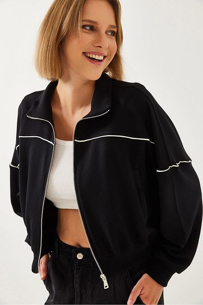 Bianco Lucci Γυναικεία ζακέτα με φερμουάρ Modal Fabric 60351226