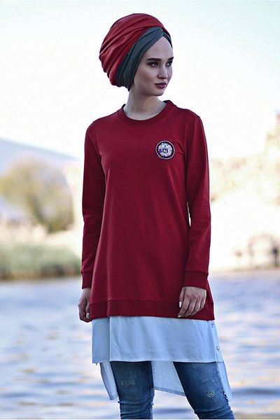 TRENDTESETTÜR Women's Red Sports Tunic - Emblem, Model 1342