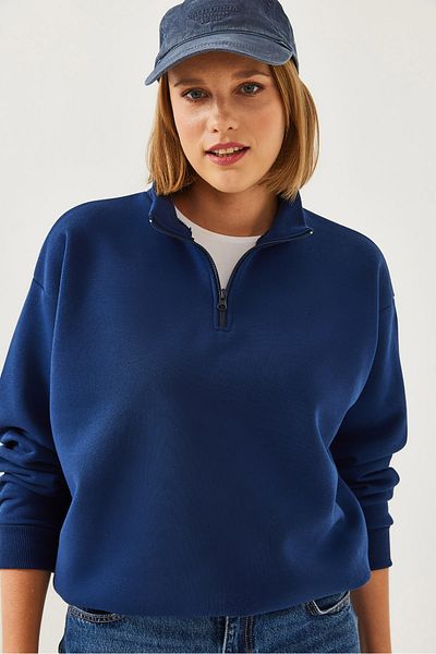 Bianco Lucci Women's Zippered Oversize Sweatshirt 60351254
