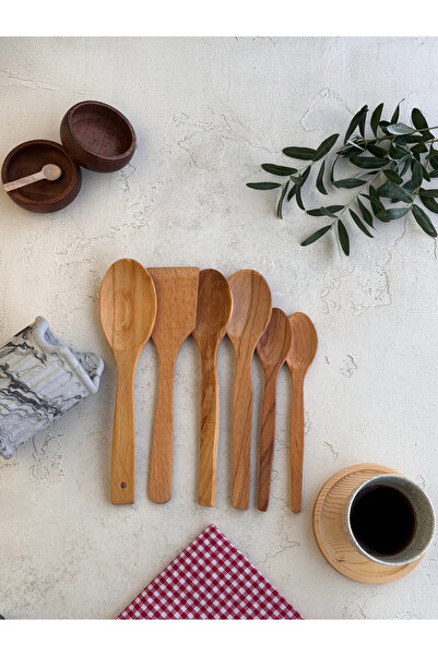 Serengeti Handmade Set of 7 Beech Wood Spoons – Part of Your Natural, Healthy, and Aesthetic Kitchen