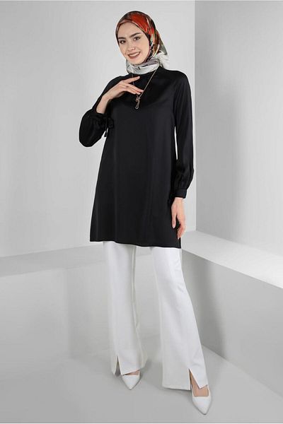 Alvina SATIN TUNIC WITH BINDING DETAIL ON CUFFS 43526