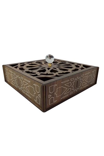 şamaksesuar Special Wooden Turkish Delight - Chocolate - Candy - Nuts 4 Section Box