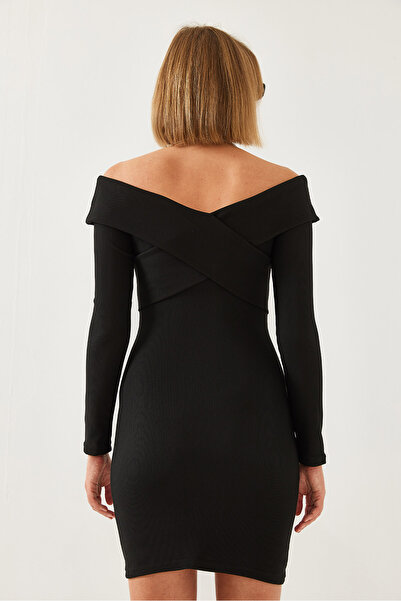 Bianco Lucci Kadın Yaka Çapraz Desenli Elbise 60351232