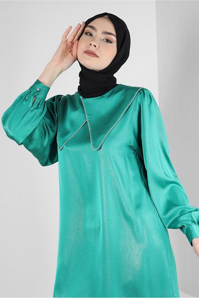 Alvina NECK DETAIL SILVERY TUNIC 43818