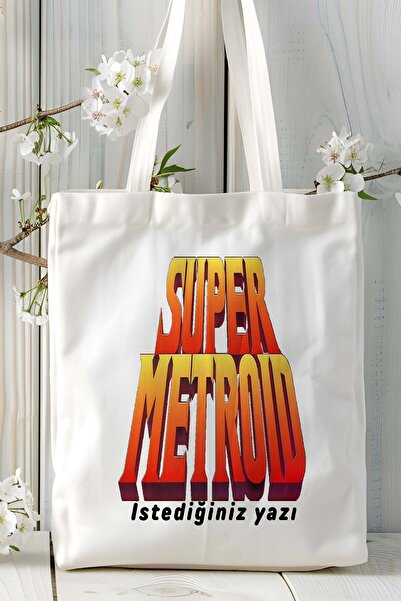 ART HEDİYE Geantă de umăr din pânză imprimată cu jocul Super Metroid model 1