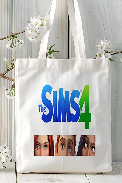 ART HEDİYE Geantă de umăr din pânză imprimată pentru jocuri sims model 1