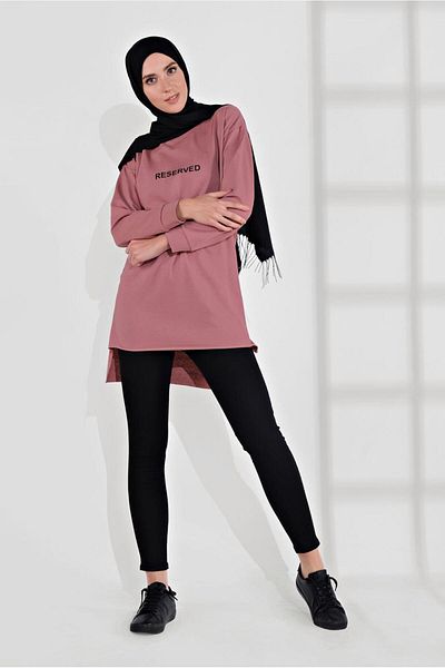 TRENDTESETTÜR Women's Pink (ROSE) Cotton Text Printed Tunic 2300