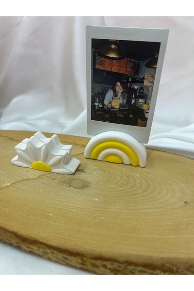 Melouro Yellow Daisy and Rainbow Set of 2 Photo and Card Holder - Note Holder and Name Holder
