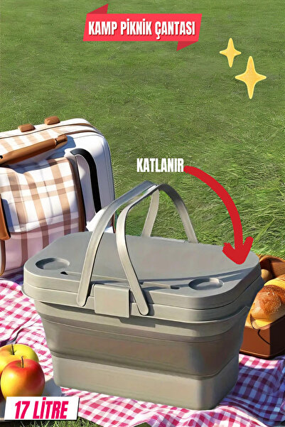 Open Home Concept 17 Litre Gri Katlanır  Piknik Kamp Çantası