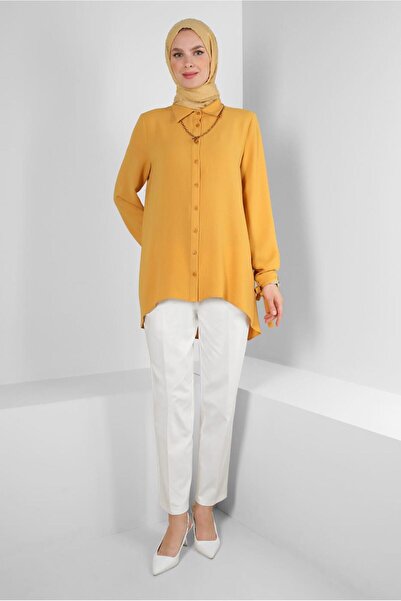 Alvina ASYMMETRIC CUT BUTTON BLUZ 43801