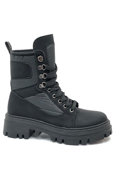 Kocamanlar Ayakkabı Mehtap Çadır Kumaş Kaymaz Taban Kadın Postal Bot SİYAH