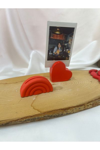 Melouro Red Heart and Rainbow 2-Piece Photo and Card Holder Set, Note Holder, Note Name Holder Set