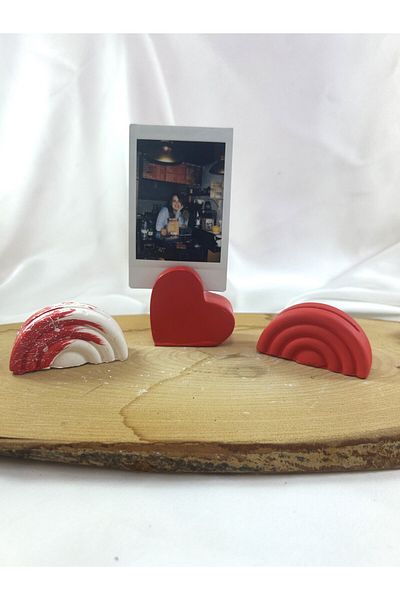Melouro Red Heart and Rainbow 3-Piece Photo and Card Holder Set, Note Holder, Note Name Holder Set