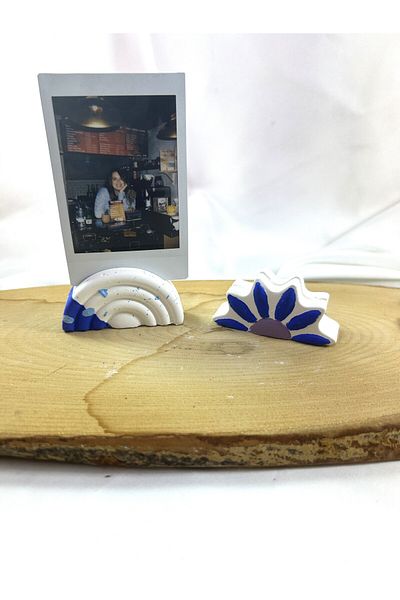 Melouro Set of 2 Photo and Card Holder - Cloud, Navy Blue Daisy and Rainbow