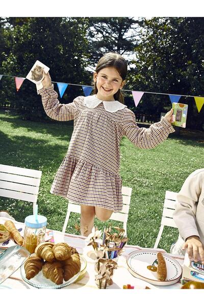 LC Waikiki Lcw Kids Plaid Comfortable Dress Suitable for Baby Girl Play Clocks