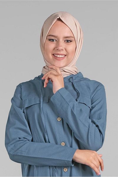 TRENDTESETTÜR Women's Navy Blue (NDIGO) Front Buttoned Long Tunic 764
