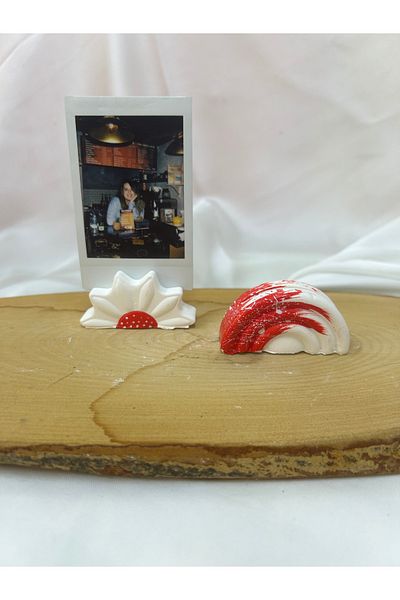 Melouro Red White Daisy and Rainbow - Set of 2 Photo and Card, Note Holder and Name Holder