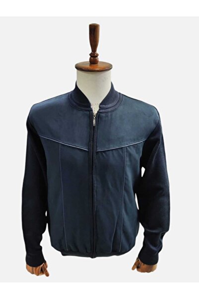 Nehir ÖNÜ SÜET İNCE DERİ BİYE DETAYLI DİK YAKA YAN CEPLİ ZİNCİRLİ ÇELİK ÖRGÜ ASTARLI TRİKO MONT