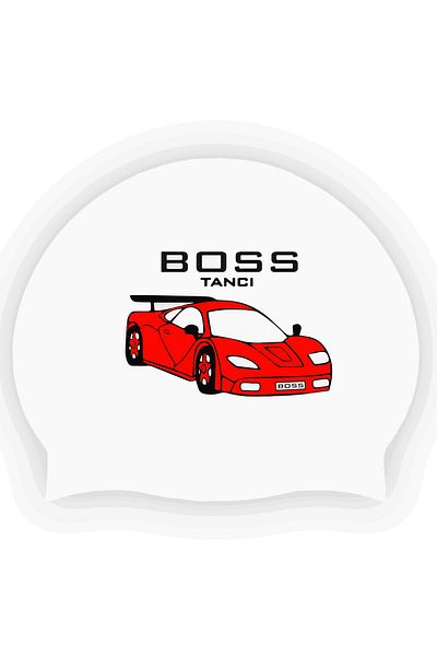 bostancı Silicone Bonnet Car Printed Swimmer Pool and Sea Bonnet