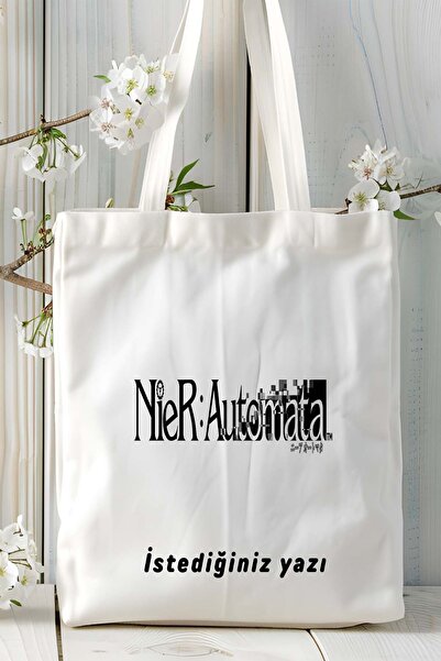 ART HEDİYE Geantă de umăr din pânză imprimată pentru jocul nier Automata model 1
