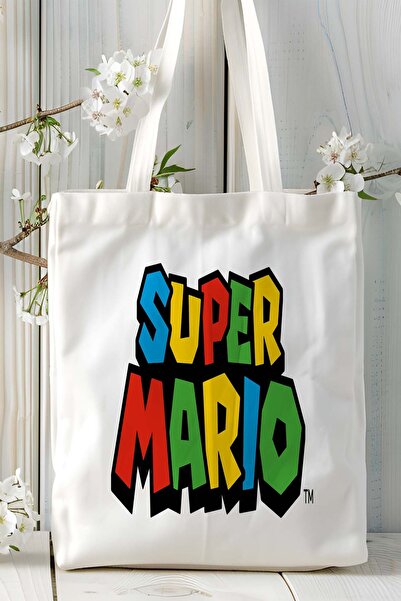 ART HEDİYE Geantă de umăr din pânză imprimată cu jocul Super Mario model 2