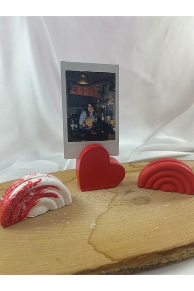 Melouro Red Heart and Rainbow 3-Piece Photo and Card Holder Set, Note Holder, Note Name Holder Set
