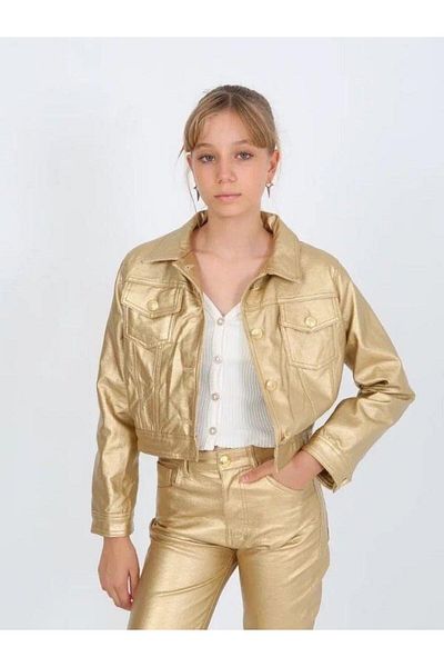 Marions Girl's Gold Leather Jacket
