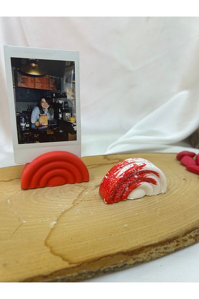 Melouro Red Design Rainbow 2-Piece Photo and Card Holder Set, Note Holder, Note Name Holder Set