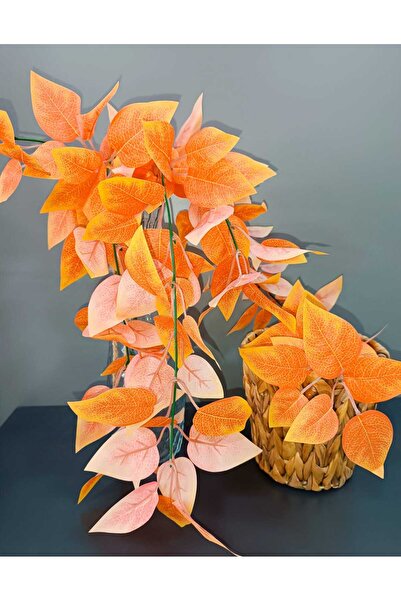 OSO HOME OSOHOME 5 Dallı 75 cm Turuncu Yapay Sarkıt Yaprak Dekoratif  Dikey Bahçe Dekorasyon