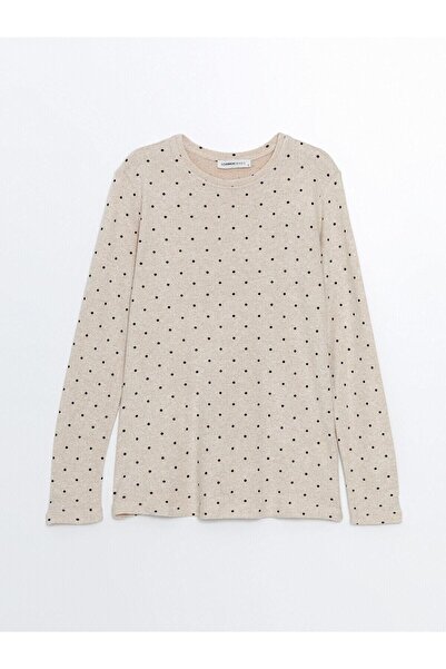 LC Waikiki Γυναικείο πουά μπλουζάκι LCWAIKIKI Classic με στάμπα με λαιμόκοψη