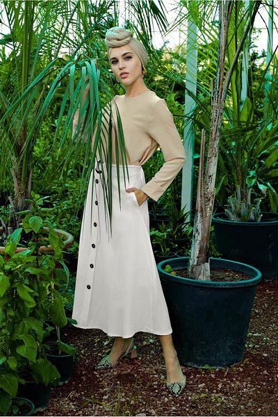 TRENDTESETTÜR Γυναικεία Μπεζ Μύτη Φούστα Οβάλ Κομμένη Basic Tunic 99091