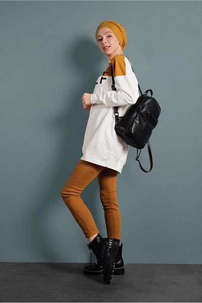 TRENDTESETTÜR Orange Women's Tunic 537 - Double Color Lettering Detail