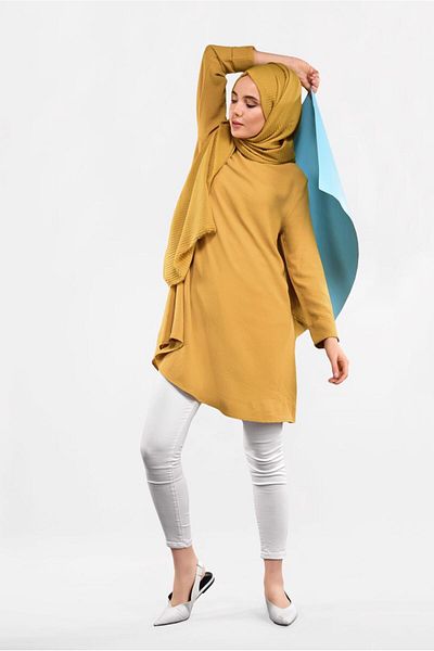 TRENDTESETTÜR Women's Orange (MUSTARD) Oval Cut Basic Tunic 99091