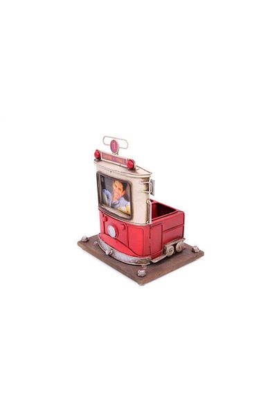 MNK Home Tram Themed Decorative Metal Pen Holder - Framed, 1404B-1291