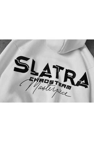 Slatra Ανδρικό φούτερ Oversize με κουκούλα με κεντημένη ομάδα Chaos