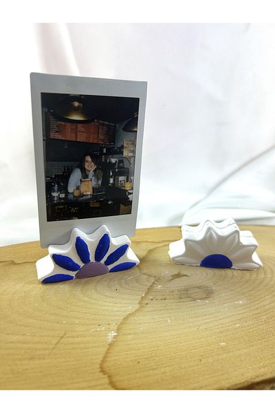 Melouro Navy Blue Design Daisy Set of 2 Photo and Card Holder, Note Holder, Note Holder, Wedding Name Holder
